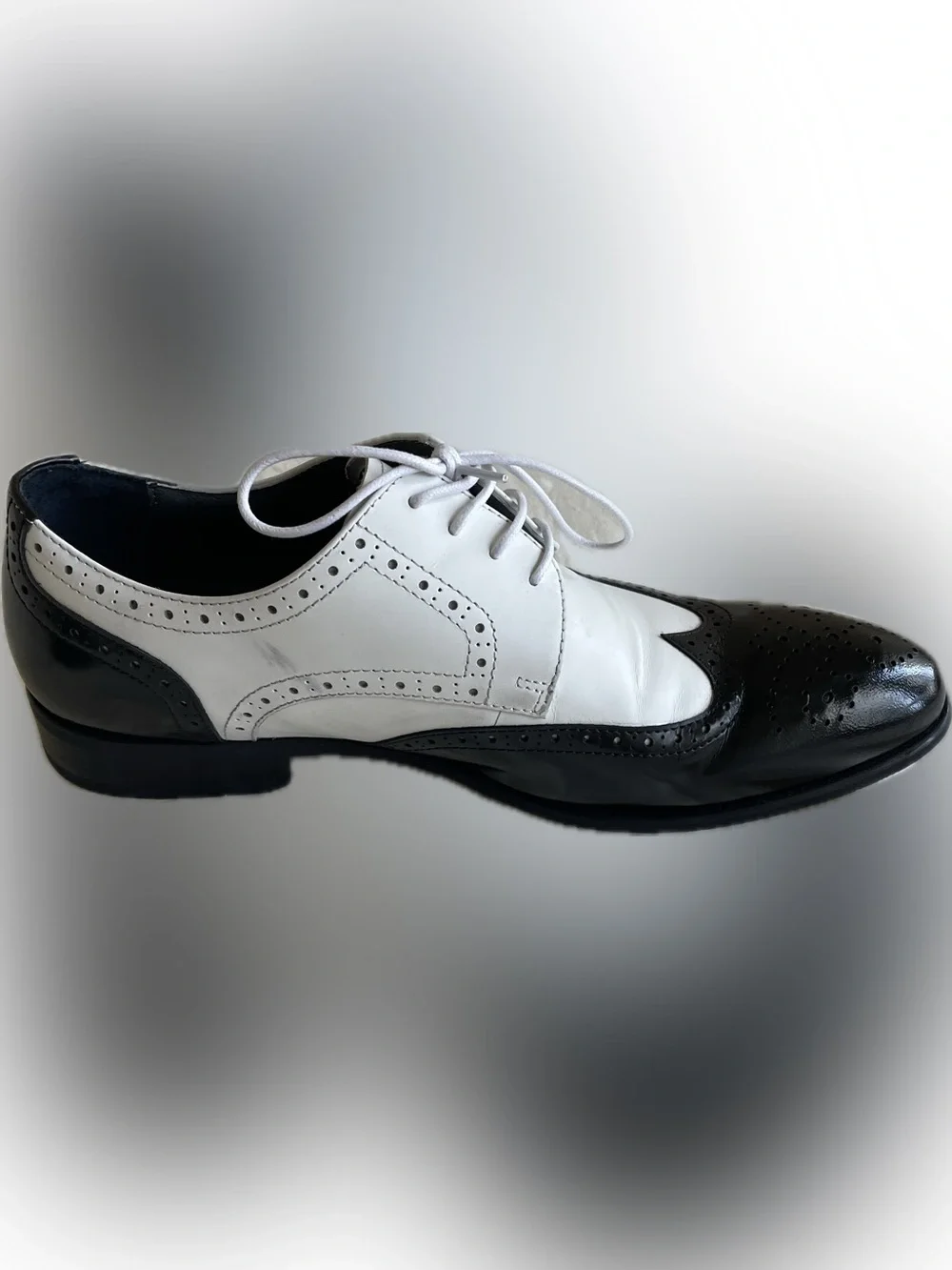 Two-Tone Black and White Wingtip Dress Shoes
